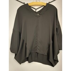 Vecceli Italy Black V-Neck Batwing High-Low Blouse MT1543 Mens Medium NEW